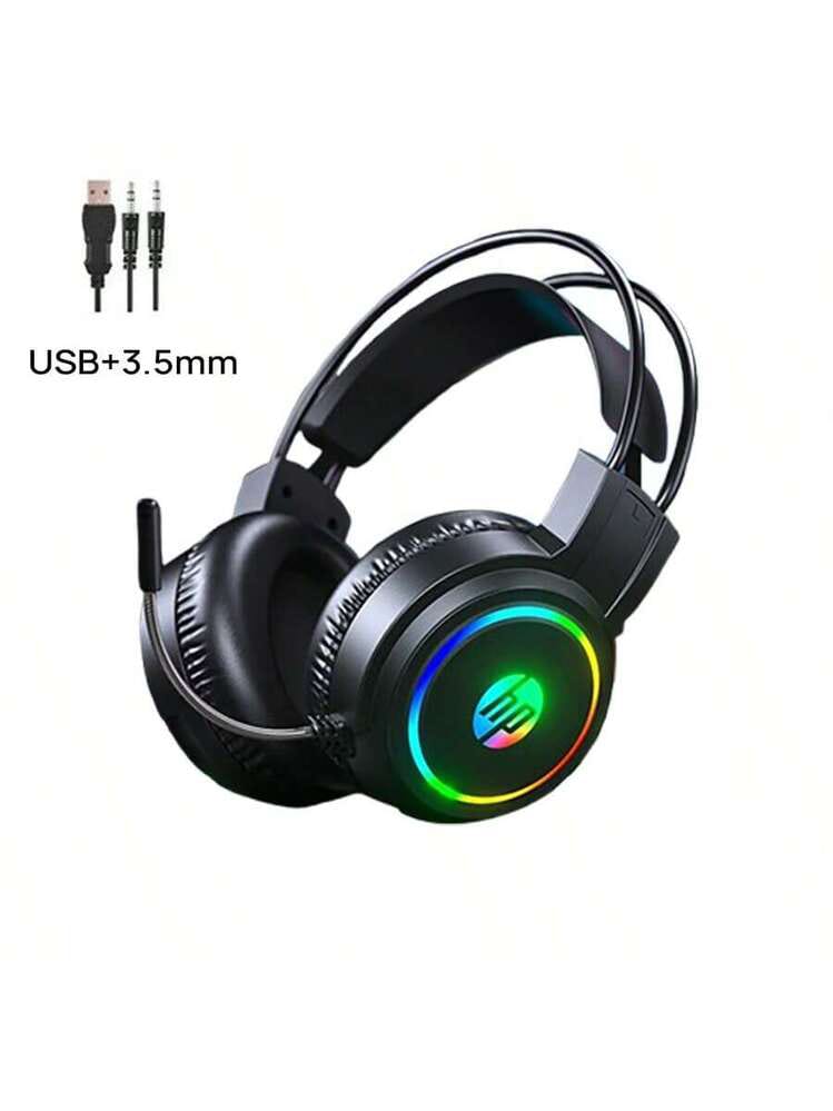 HP H100 RGB Gaming Headset with Noise-Cancelling Mic – USB + 3.5mm Stereo Headphones for PC, Laptop & Gaming