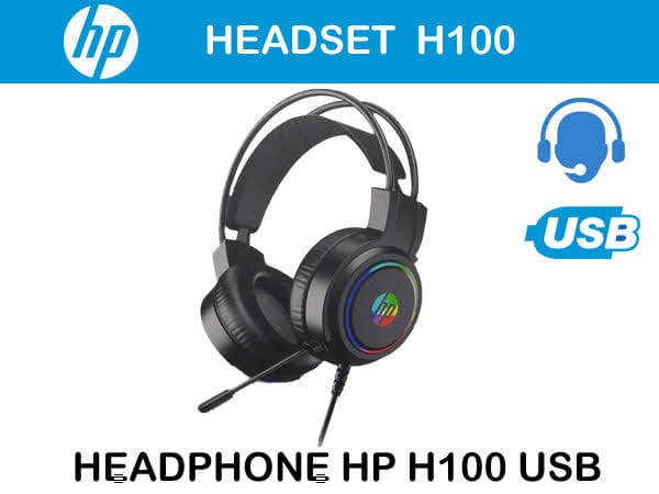 HP H100 RGB Gaming Headset with Noise-Cancelling Mic – USB + 3.5mm Stereo Headphones for PC, Laptop & Gaming