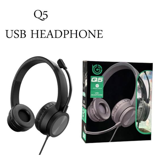 Q5 Wired Headset with Microphone – Stereo Sound Headphones for PC, Laptop & Mobile